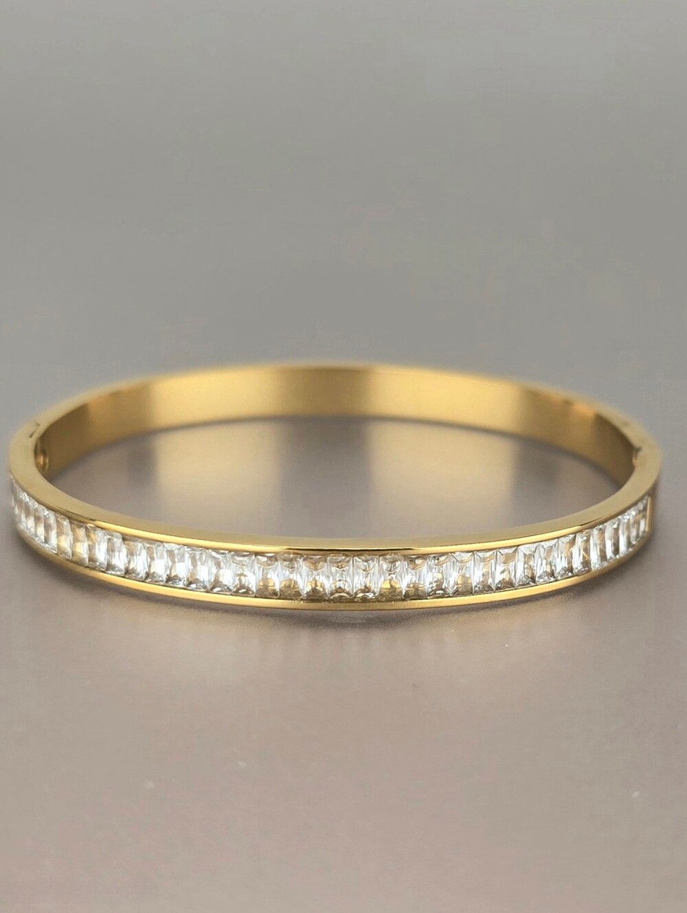 Gold Crystal Channel-Set Bangle Bracelet - Women's Jewelry